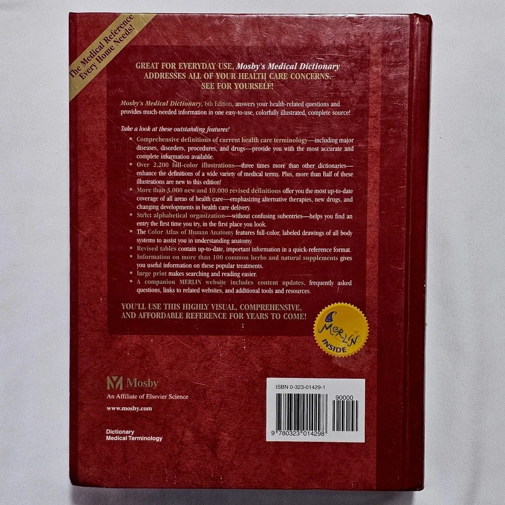 Mosby's‎ Medical Dictionary 6th Edition Hardcover Reference Textbook 2002